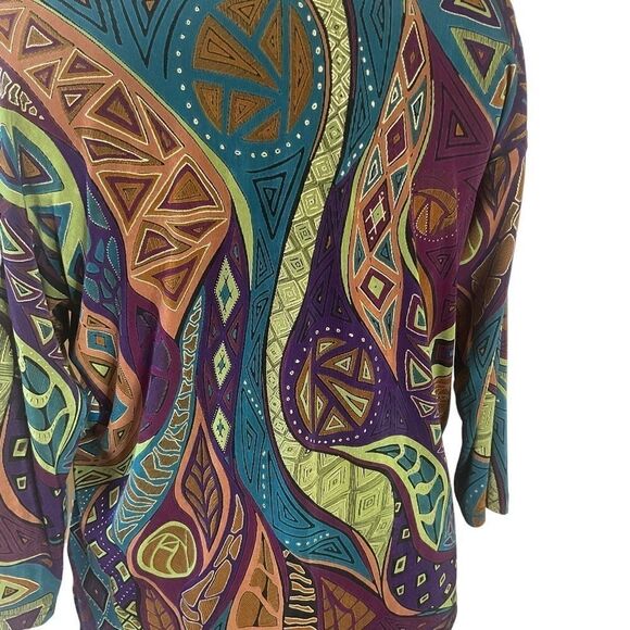 A Touch Of Class Vintage Tunic Stretchy Bright Aztec Design Resort Wear Size M - Picture 10 of 12
